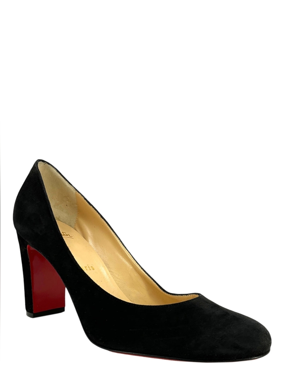 Christian Louboutin black suede block heeks Size 37.5